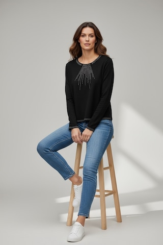 Kadın Yaka Ve Kol Ağzı Taşlı Etek Desenli Bluz Siyah