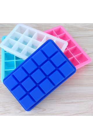 Hfambition Mavi Silikon Buz Kübü Kalıbı, 15 Bölmeli, Kaldırılabilir Kapaklı, Kolay Buz Çıkarımı, Yemek Kalitesi, Ev Ve Restoran Kullanıma Uygun Çok Renkli