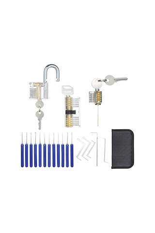 Yaozixa 17 Parçalı Kilit Açma Seti + 3 Şeffaf Antrenman Kilidi - Profesyonel Ve Başlangıç Seviyesi İçin Şeffaf