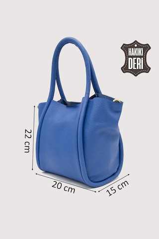 Hakiki Deri Kadın Organizerlı El Çantası Mavi Smr9206 Mavi