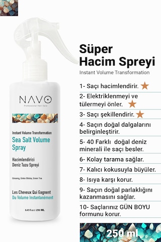 Deniz Tuzu Saç Bakım Spreyi / Doğal Dalga, Hacim Ve Dolgunluk Verici Deniz Tuzu Spreyi