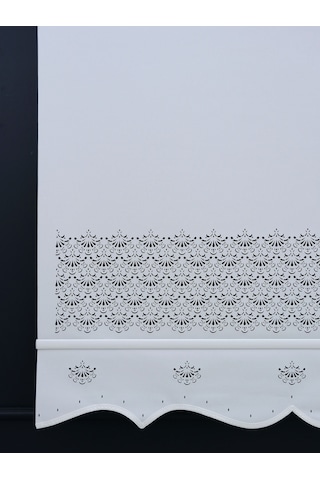 Lazer Etek İşlemeli Stor Perde - Beyaz - İthal Mat Kalın Stor Beyaz