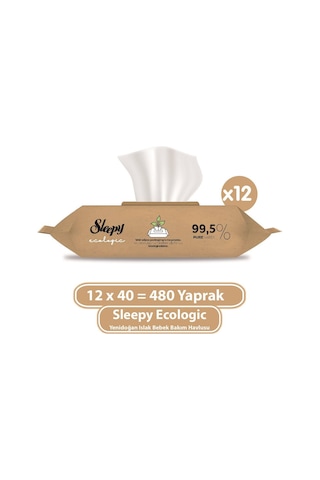Sleepy Ecologic Yenidoğan Islak Bebek Bakım Havlusu 12 X 40'Lı