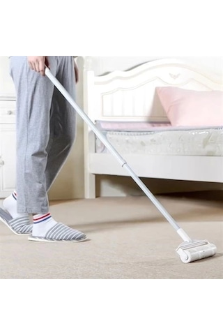 Teleskopik Saplı 24 Cm Yapışkanlı Tüy Rulosu Uzayabilen Hav Tüy Toz Toplayıcı Rulo 2 Yedekli Çok Renkli