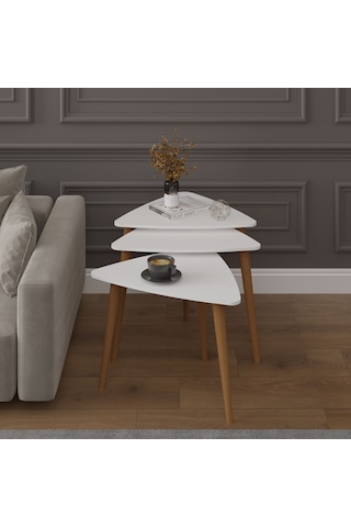 3 Lü Üçgen Zigon Sehpa Ahşap Ayaklı-sehpa02-beyaz