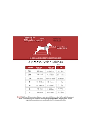 Air-Mesh Küçük ve Orta Irk Kedi Köpek Göğüs Tasması - Yumuşak, Nefes Alabilir, Dayanıklı KIRMIZI 2XS
