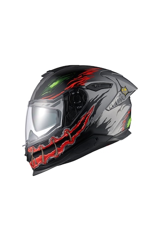 Nexx Y.100R Night Rider Kapalı Motosiklet Kaskı Kırmızı - Mat Titanyum - Siyah