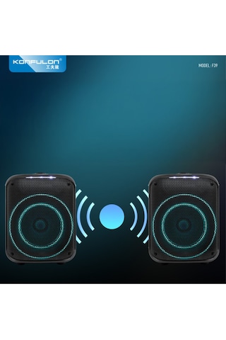 Konfulon F39 25w Sürücülü Rgb Işıklı 2 Adet Mikrofonlu Bluetooth 5.3 Kablosuz Hoparlör Siyah