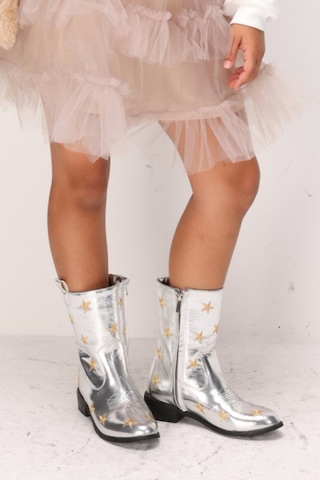 Le Mabelle Altın Yıldız Nakışlı Kız Çocuk Gümüş Kovboy Bot Altın