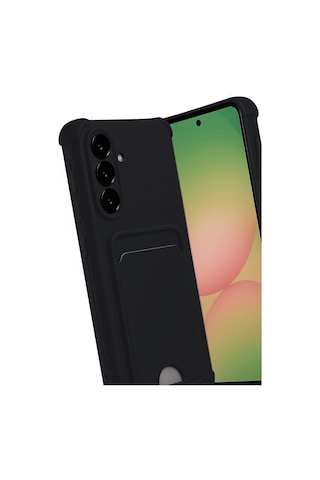 Samsung Samsung Uyumlu Galaxy A56 Kılıf Kelvin Kartvizitli Silikon - Siyah
