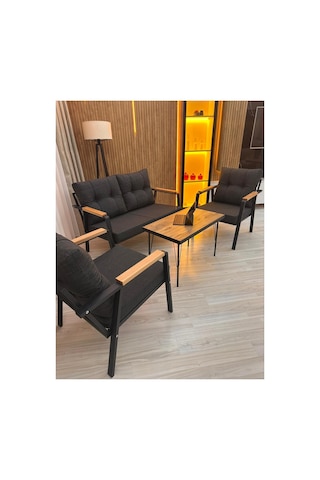 Green Garden Yaren Model, Balkon, Bahçe, Cafe, Metal Koltuk Takımı, Bahçe Takımı , Çay Seti, 2+1+1+sehpa Metalik