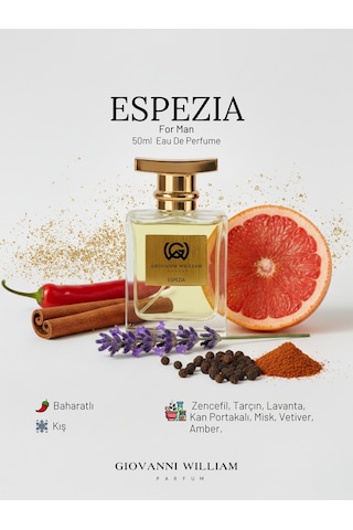 Espezia Erkek Parfümü Sexy Yazlık Edp Güçlü Kalıcı Etkileyici Zencefil, Lavanta, Biber, Tarçın, Meşe Yosunu Fresh - Marin