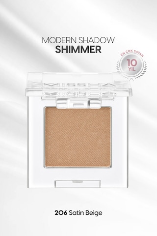 Uzun Süre Kalıcı Kolay Uygulanan Işıltılı Tekli Far Modern Shadow Shimmer 206 Satin Beige 206