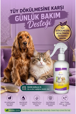 Kedi Köpek Kıtık Açıcı Kolay Tarama Tüy Dökülmesi Önleyici Bitkisel Tüy Deri Bakım Spreyi 250 Ml