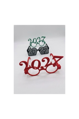 2027 Yılbaşı Gözlüğü 3 Lü Set Kırmızı, Yeşil Ve Siyah Parti Gözlüğü