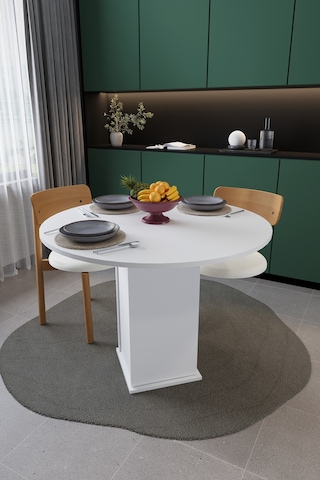 Modern Dolaplı 4 Kişilik Mutfak Yemek Masası %100 Mdf Mutfak Yemek Odası Masası Ym04 Beyaz