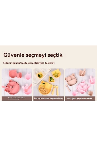 Jianfan Silikon Vakumlu Bebek Mama Tabağı Taşını'dır Kaymaz Yemek Kabı Pembe Diğer