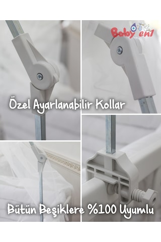 Babyen1 Tüm Beşiklere Uyumlu Ayarlanabilir Aparatlı Cibinlik