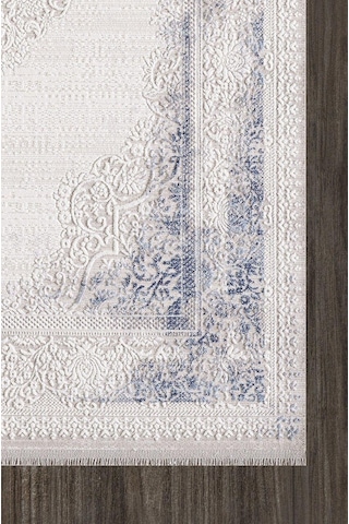 Artemis Halı 02517a Mavi Krem Klasik Göbekli Halı