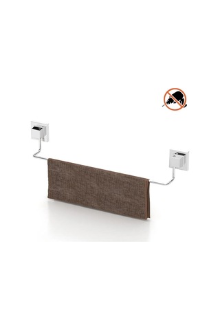 Tekno Tel Ef-260 Krom Uzun Havluluk Yapışkanlı/vidalı Deliksiz Metal Banyo Havlu Barı Krom