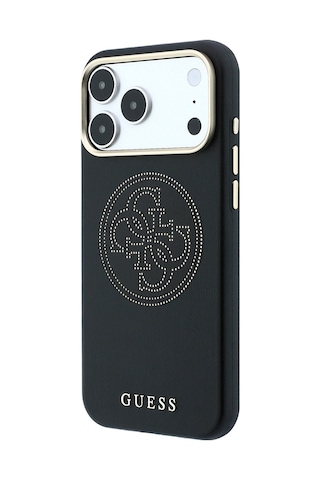 Apple iPhone 18 Pro Uyumlu Kılıf Guess Lisanslı M-safeli Pu Delikli 4g Ve Yazı Logolu Kapak Siyah