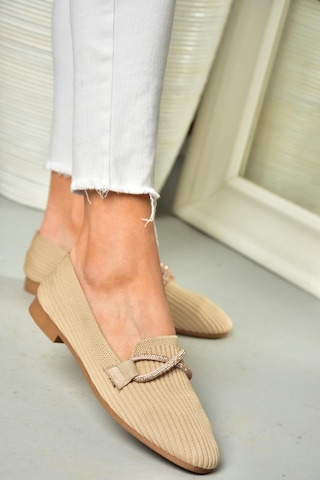 Fox Shoes S250410204 Ten Triko Kumaş Kadın Babet Ten Rengi