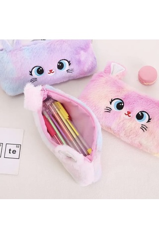 Kedi Peluş Kalem Kutu Kalemkutusu Kalemlik Çocuk Komik Kalem Kutu