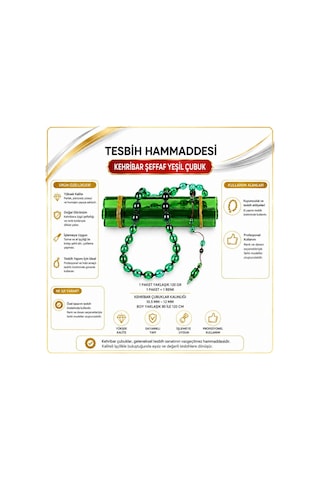 Tesbih Hammaddesi Kehribar Sıkma Çubuk Yeşil Renk