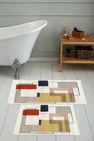 Eliana Home Dijital Baskı 2'li Banyo Paspas Takımı Lna5-0584 100x60 Ve 60x50 Cm Sarı