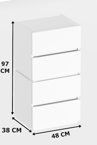 Ae-2034 Galata 4 Çekmeceli Patentli Beyaz Şifonyer Yatak Odası Be