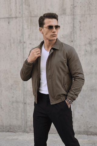 Oksit Muxi Slim Fit Fermuarlı Ve Çıtçıt Korumalı Astarlı Suya Dayanıklı Erkek Mevsimlik Bomber Ceket Haki