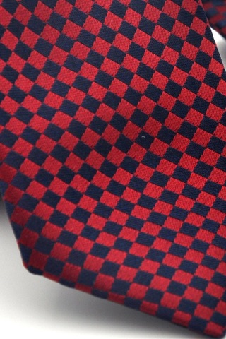 Lacivert Piti Kare Desenli Bordo Dokuma Kumaş Mendilli Slim Fit Kravat // Sdk-2503-6 Bordo