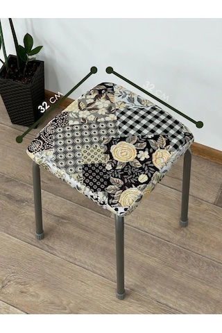 Iv-trik-stail Kare Lastikli Goblen Tabure Yastığı 32x32 183964620 Siyah