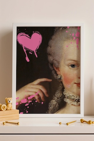 Marie Antoinette Çerçeveli Tablo Modern Dokunuşlu Klasik Sanat Kadınlara Özel Hediye Altered Art