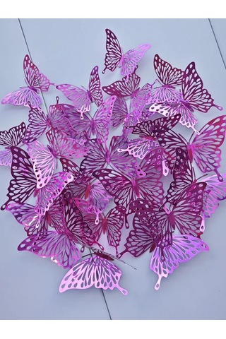 Galerea Prazdnıka Dekorasyon Ve Süsleme İçin 3d Kelebek Çıkartmaları 202536262 Fuşya