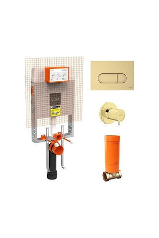 VitrA Gömme Rezervuar Seti Gömme Rezervuar + Stop Valf + Soft Altın Panel 800-2026 Diğer