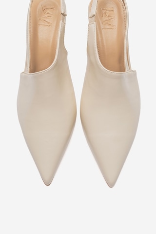Luvi Shoes Yarel Ekru Cilt Kadın Topuklu Ayakkabı