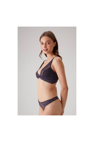 Pierre Cardin Dantel Detaylı Bralet Sütyen Takım Koyu Mürdüm 001