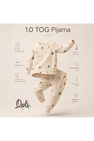 Owli Pijama Takımı 1.0 Tog Brekky Ekru