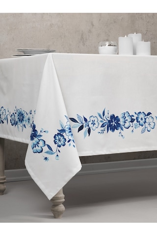 Cotton Box Pano Baskılı Masa Örtüsü Violet Mavi 170x170