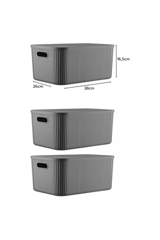 3'lü Set Çok Amaçlı Düzenleyici Depolama Kutusu Antrasit 13,4lt
