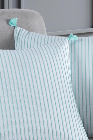 Maisonart Pompoms 2'li Dekoratif Kırlent Kılıfı Yastık Kılıfı %100 Pamuklu 44x44 Cm Mint