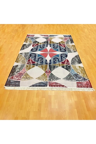 Geometrik Desenli 200 X 300 İpek Halı Çok Renkli
