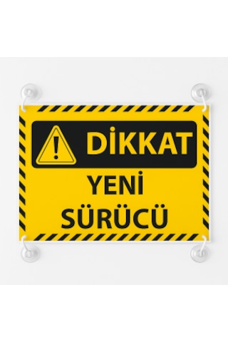 Sarı Siyah Renk Dikkat Yeni Sürücü Yazılı Araba Cam Oto Aksesuar