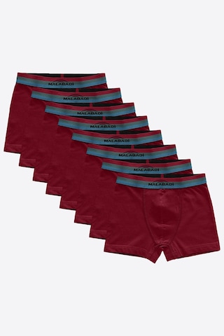 Malabadi Erkek Çocuk Bordo 8 Li Paket Pamuk Elastan Boxer 208