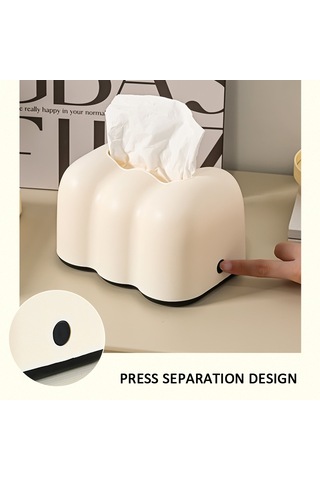 Sones Bulut Mendil Kutusu Masa Üstü Krem Tarzı Duvara Asılı Plastik Peçetelik Beyaz