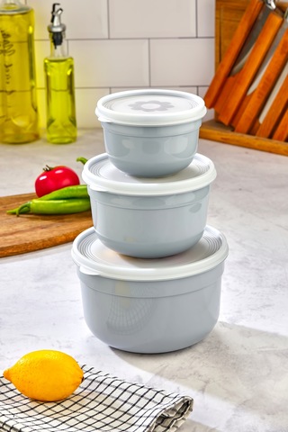 3'lü Hava Geçirmez Saklama Kabı - Gri Gri