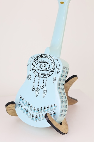 gözyaşı siyah renk ukulele akor cetveli tablosu stickeri etiketi