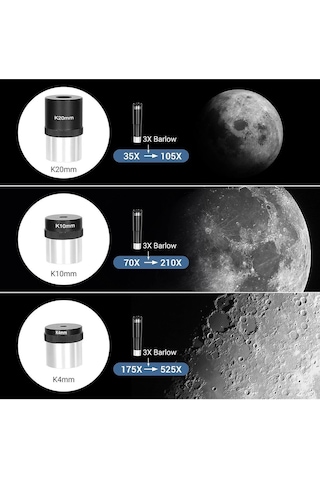 70/700 Refraktör Teleskop Astronomi Profili 525x Büyütme Yıldızlı Teleskop