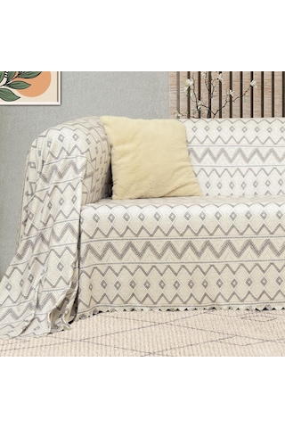 SoftMicro İskandinav Desenli Gri Koltuk Örtüsü,180x220 cm Kanepe Örtüsü, Koltuk Şalı, Tv Battaniyesi